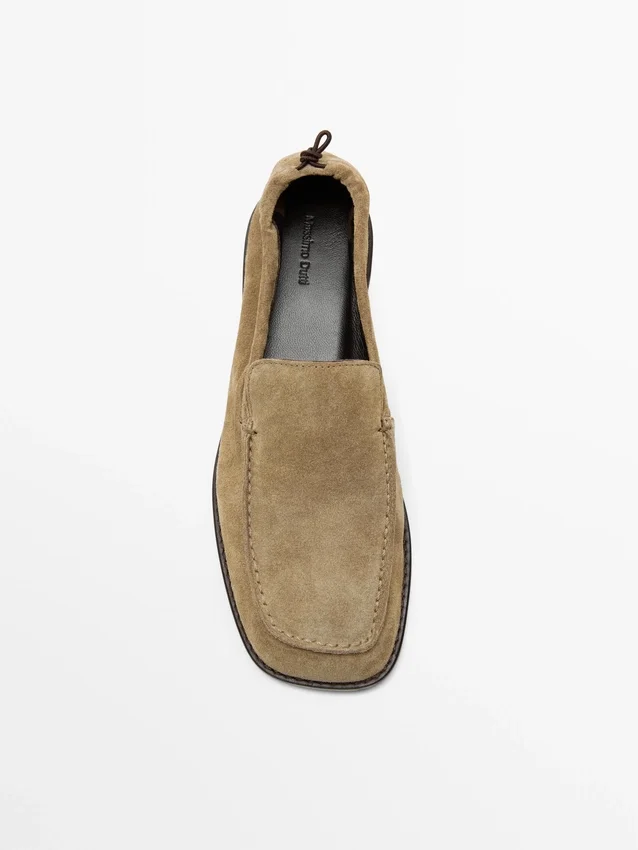Weiche Leder-Loafer mit gerafftem Detail Weiche Leder-Loafer mit gerafftem Detail