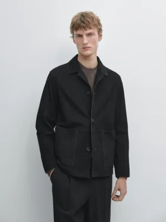 Wildlederjacke mit Taschen