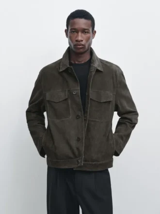 Wildlederjacke mit Taschen