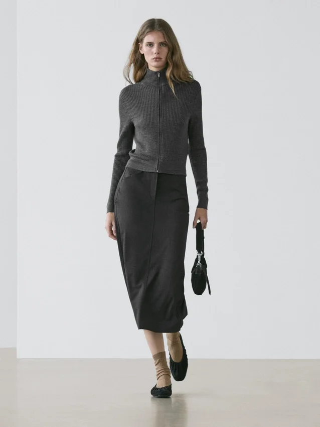 Woll-Cardigan mit Reißverschluss Woll-Cardigan mit Reißverschluss