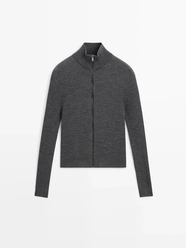 Woll-Cardigan mit Reißverschluss Woll-Cardigan mit Reißverschluss